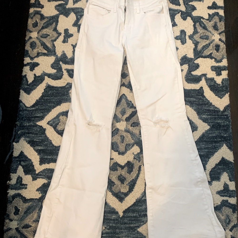 O2 denim white flair jeans.